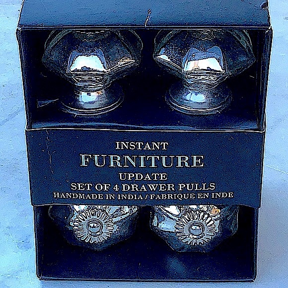 INSTANT FURNITURE UPDATE KNOBS PULLS MERCURY GLASS SILVER SET OF 4 - Picture 4 of 7